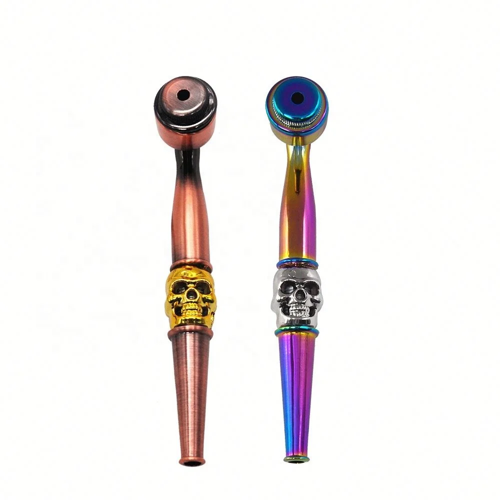 

Colorful S-kull Thin Pipe With Lid Portable Removable Metal Pipe Hot, Picture