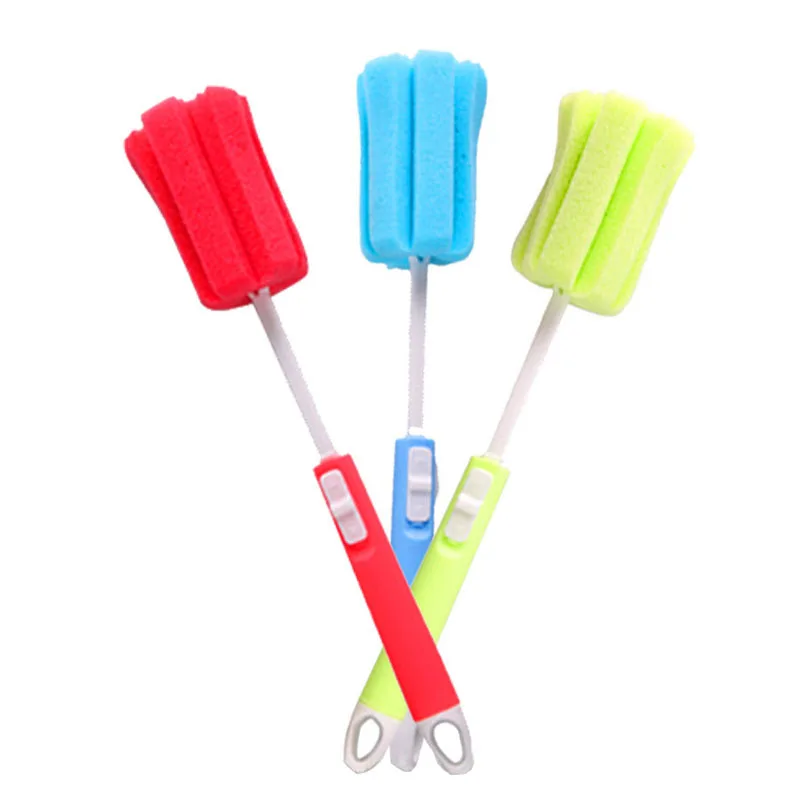 

Adjustable Soft Sponge Bottle Cleaning Brush with Long Plastic Handle Cup Brush Scrubber Washing Brush for Glass Decanter Feed