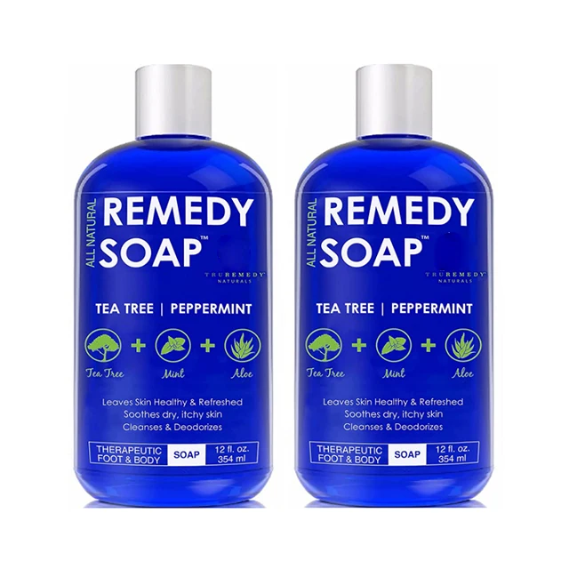 

Custom logo Remedy body wash soap gift shower gel Tea Tree Oil Mint cool body foot refresh odor eliminator peppermint smells