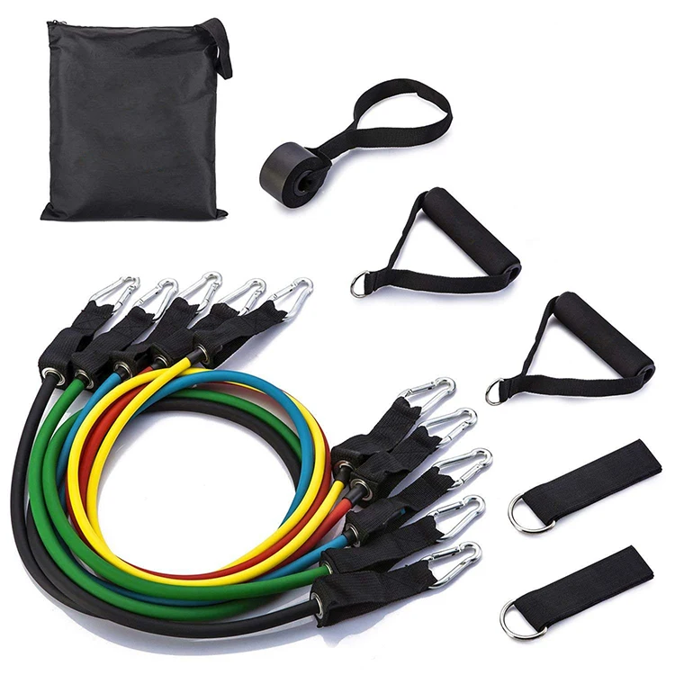 

High Quality Colorful Workout Fitness Exercise Resistance Tube Bands Set, Custom color