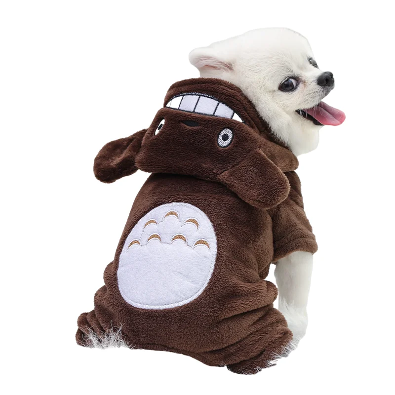 

New small and medium size dog cat clothing products autumn and winter flannel cotton padded clothes cartoon pet apparel, Red/gray/brown