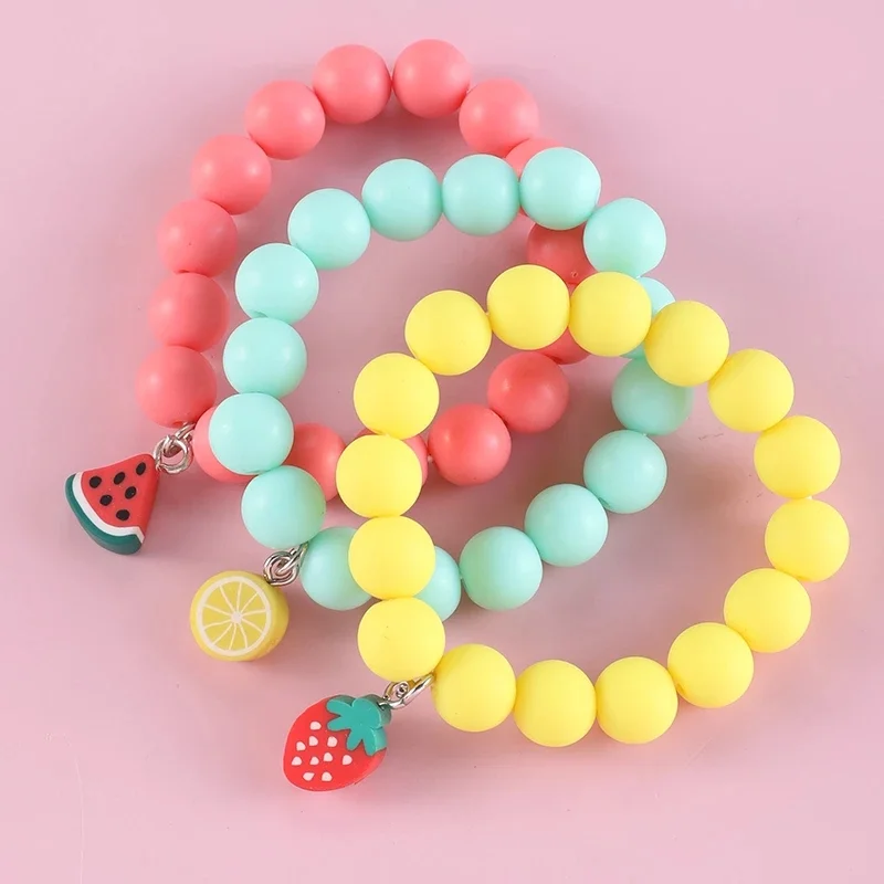 

2022 Cute Soft Clay Frosted Bracelets Girls Gift Colorful Fruit Bracelets For Women Kids, Picture shows