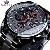 

Forsining Three Eye Six Dial Calendar Stainless Steel Men Mechanical Automatic Wrist Watches Luxury Military Sport Male Clock