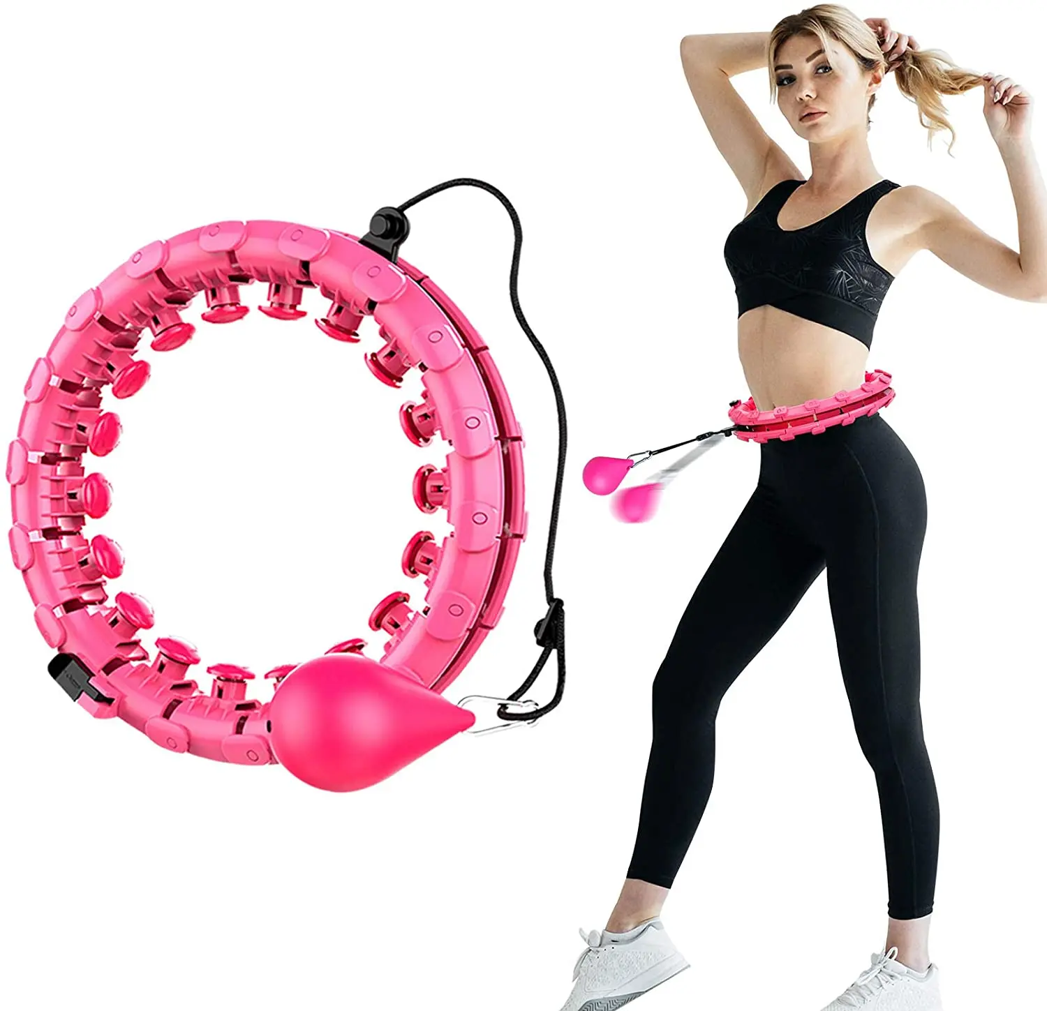 

Weighted Smart Hoola Hoop That Will not Fall, Smart 24 Sections Detachable Hoola Hoop Suitable for Adults and Children