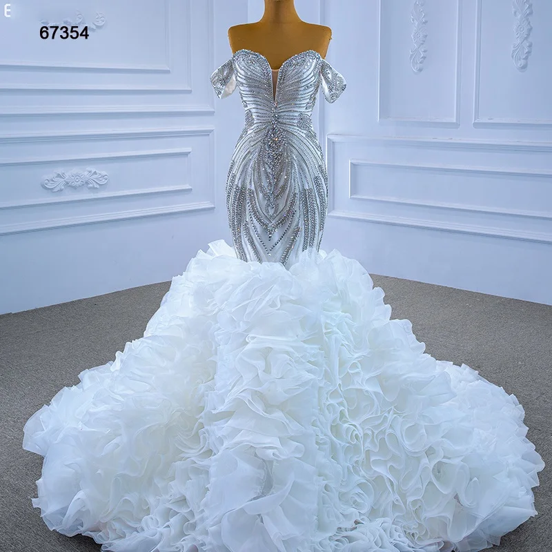 

Jancember RSM67354 New Design Women Fashion Off Shoulder Mermaid Wedding Bridal Dresses, Ivory