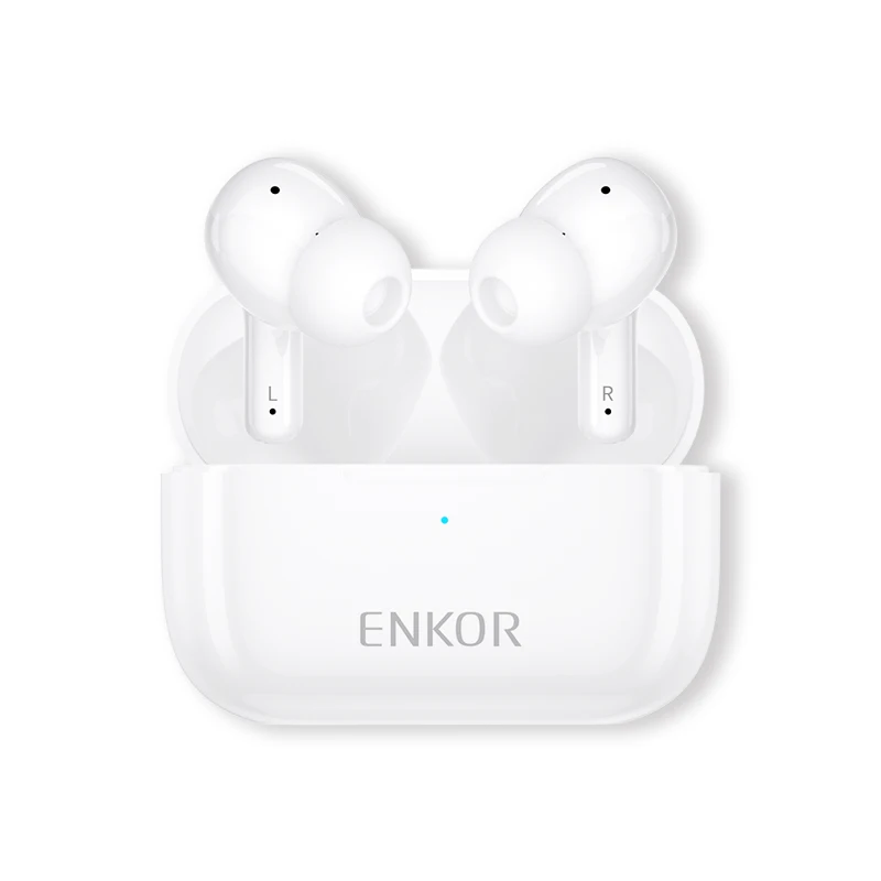 

ENKOR TWS EARBUDS WITH ANC Active noise cancelling earbuds, White/black