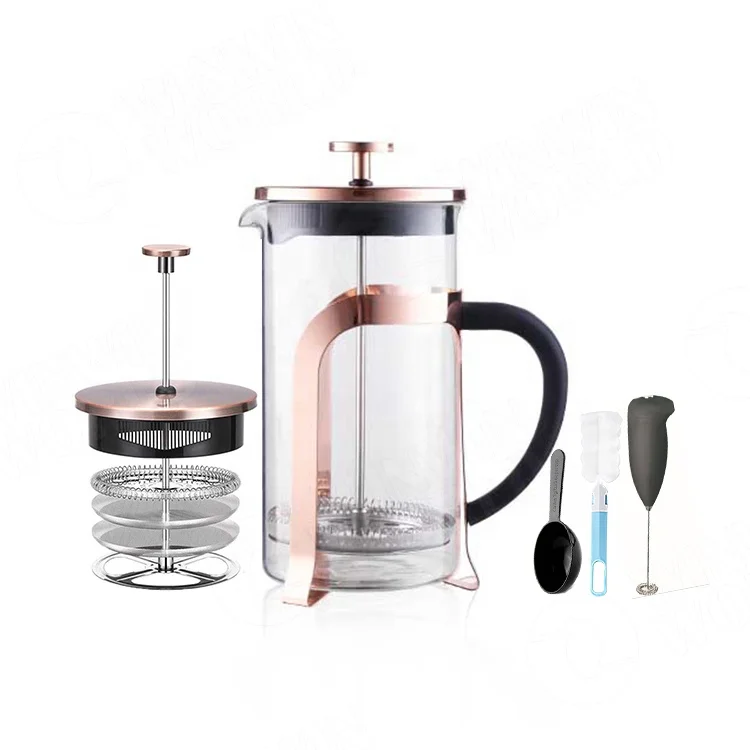 

Coffee set, Borosilicate Glass French Press Coffee Maker with Grinder, Household Kitchen Coffee Press With Plunger