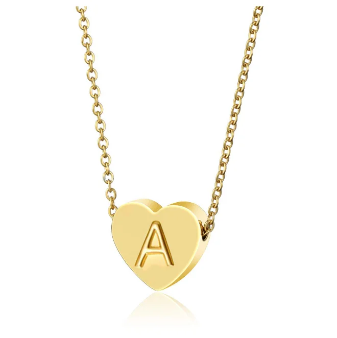 

Charm Stainless Steel Ladies Fashion Gold Plated Heart Initials Necklace