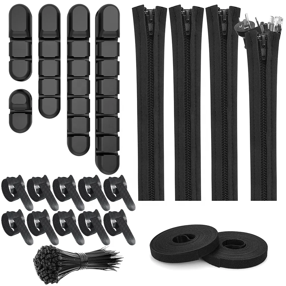 

121pcs Cord Management Kit for TV Computer Office Home Car Desk Electronics Cable Ties Black Wire Organizer Cable Clips Holder