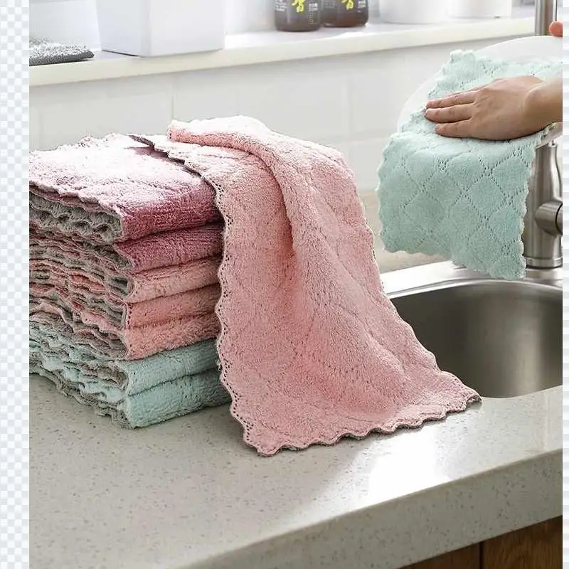 

Microfiber Kitchen Towel Absorbent Dish Cloth Non-stick Oil Washing Kitchen Rag Household Tableware Cleaning Wiping Tools