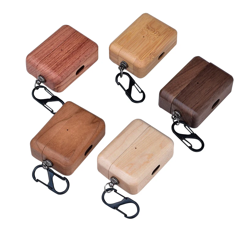 

Custom Design Handmade Nature Plain Wood Earphone Case Cover For Airpods 1 2 Pro 3 2021 Funda, Maple,walnut,rose wood,cherry wood,bamboo