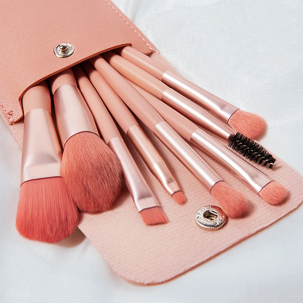 

Wholesale Wood Handle Private Label foundation Make-up brushes Cosmetic 8pcs Beginner Full Makeup Blending Brush Set, Customized color