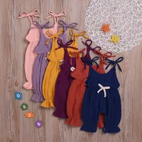 

2019 linen cotton children design sling baby girl summer clothes romper