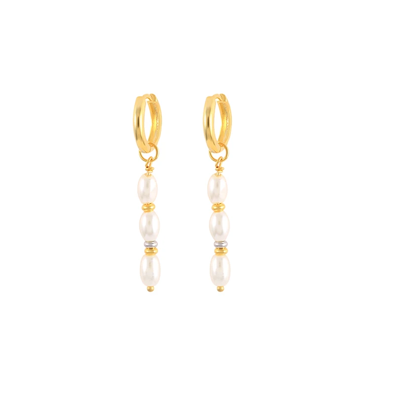 

s925 sterling silver pearl earrings tassel long chain hoop earrings 18k gold plated