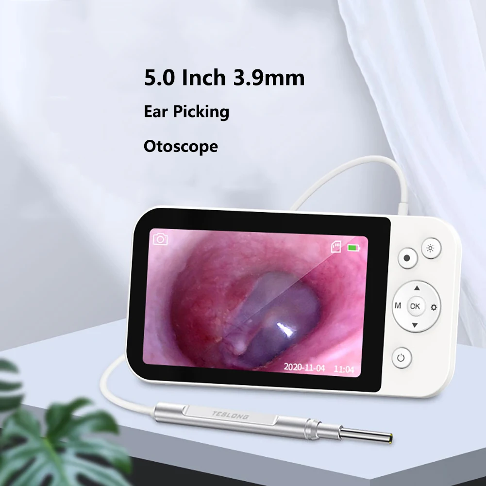 

HD LCD Screen Safety Visual Digital Otoscope Ear Camera 5.0 Inch 1080P with Ear Cleaning Camera with 6 LED 32GB Ear Spoon 1.5 Cm