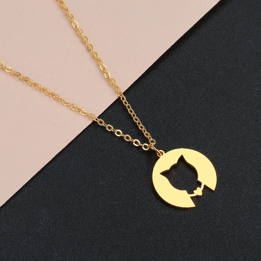 

Todorova Stainless Steel Necklace For Women Cute Hollow Cat Pendant Necklace Clavicle Chains Collar Girls Fashion Jewelry, Rose gold,silver ,18k gold