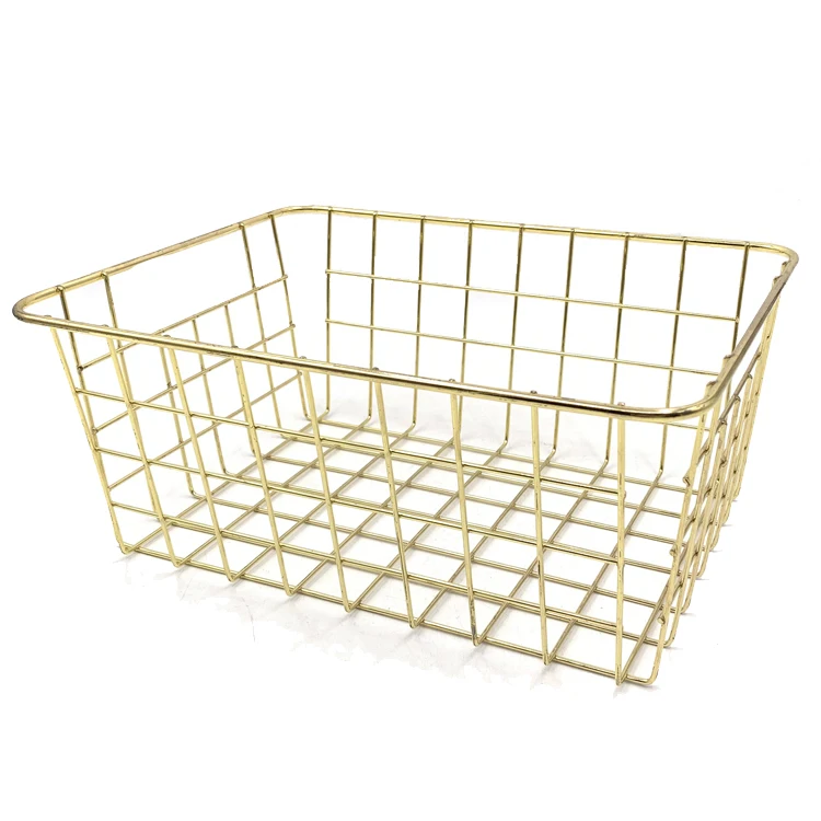 

Tabletop iron wire golden metal storage baskets, Customized