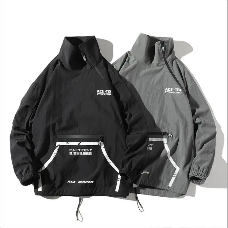 

2021 Autumn New Fashion Men Pullover Jacket Zipper Printed Trendy Men's Windbreaker Jackets, Picture color