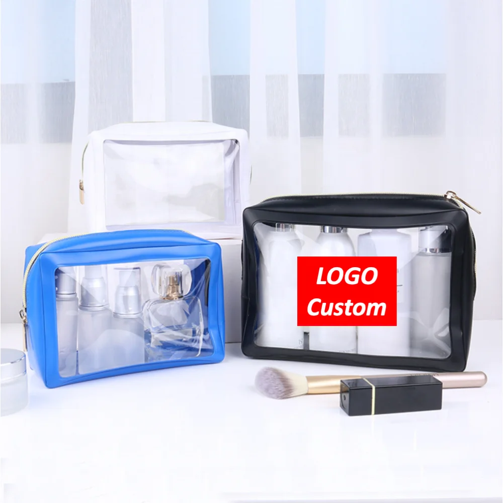 

Factory supply Low MOQ LOGO custom clear cosmetic bags cases