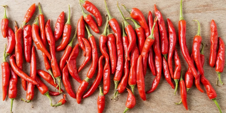 Fresh Mirasol Chilis Next to Dried Guajillo Peppers