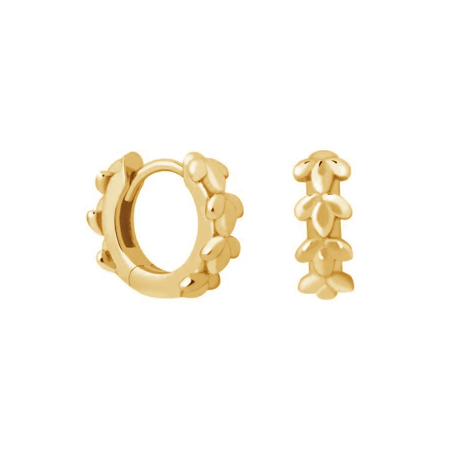 

hot sale 925 sterling silver women jewelry 18k gold plated trendy wreath huggies in gold hoop earrings