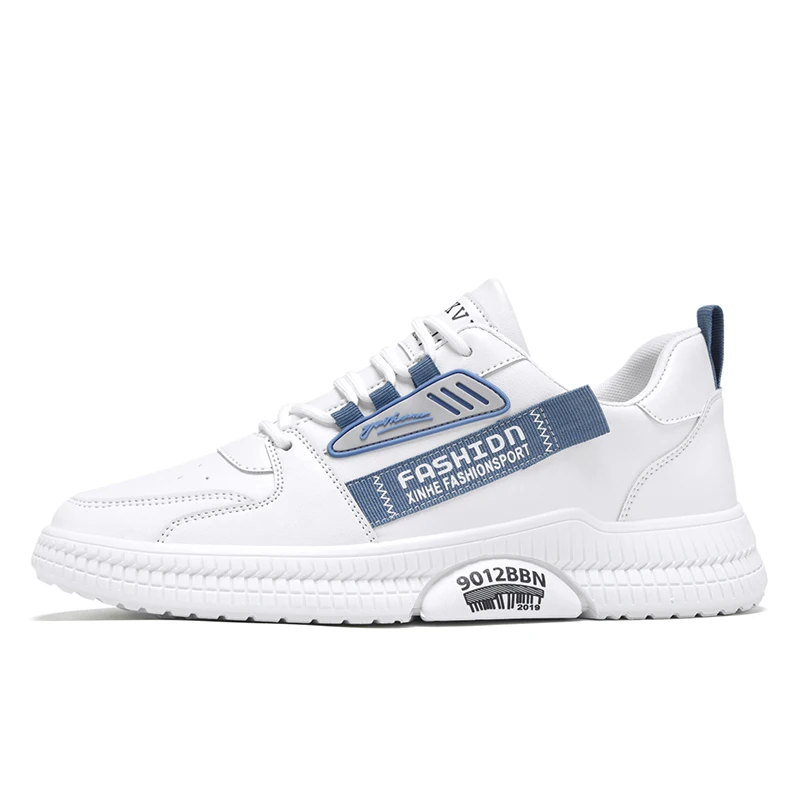 

2021 Customizable Material Pu Leather Mens Sport Casual Shoes, White black/white blue