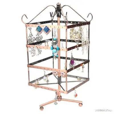 

Amazon Hot sale Metal Rotating Ear Stud Jewelry Display 128 holes Earring Display Holder, Black,white,brown