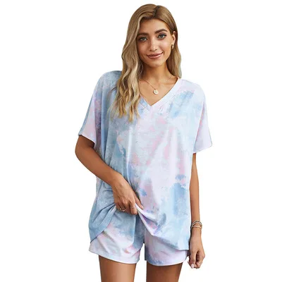 

Ladies Casual Lounge Set Girls Matching Two Piece Tie Dye Jogger Set, Green, blue, or customized color