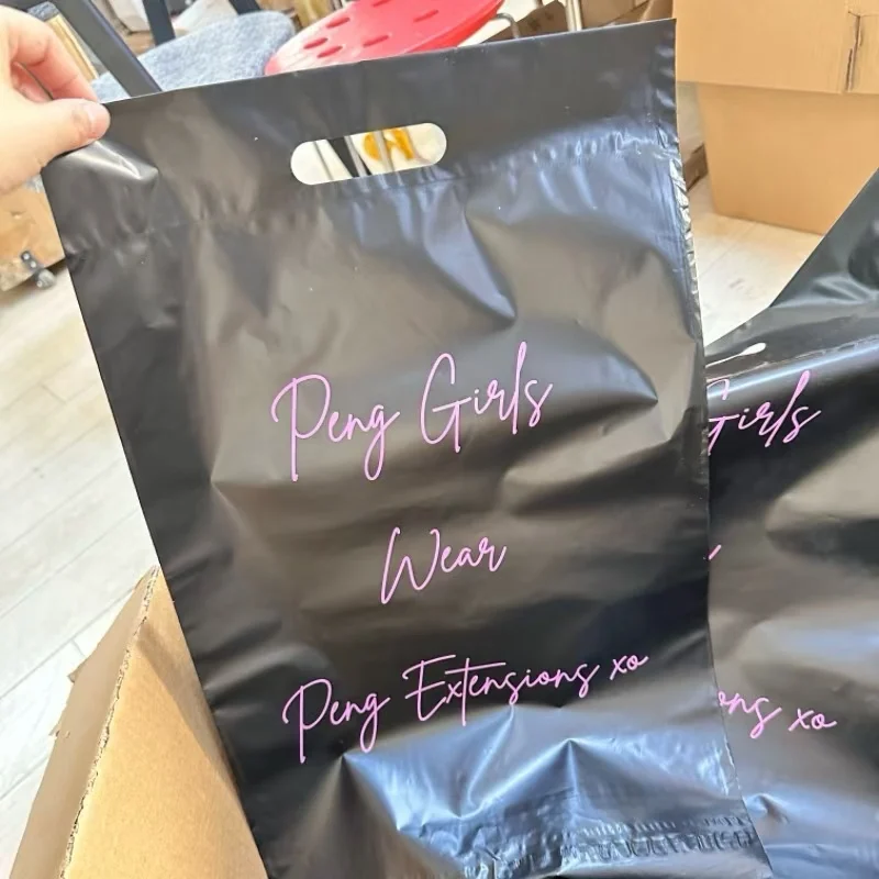 Plastic Packaging Poly Mailer Bags with Handle Customized logo Printing