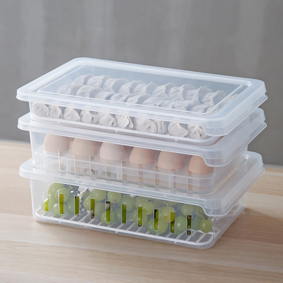 

SHIMOYAMA Parsley Refrigerator Container Plastic Refrigerator Food Storage Box Rectangle Organizer for vegetable and fruit, Transparent