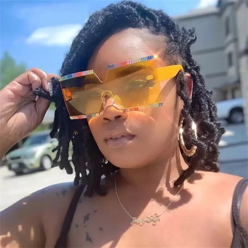 

NWOGLSS 1795 Square Oversized One Piece Diamond Sunglasses 2021