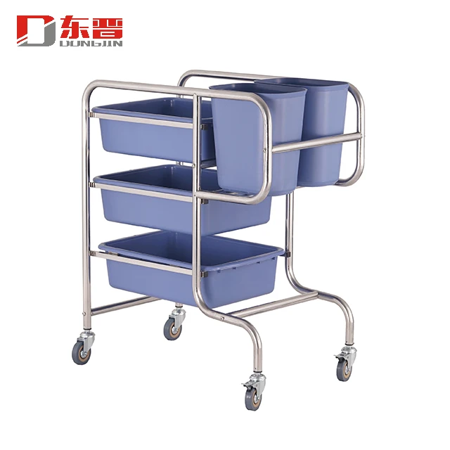 
Stainless Steel Hotel Janitorial Collecting Cleaning Cart Trolley Multifunction 