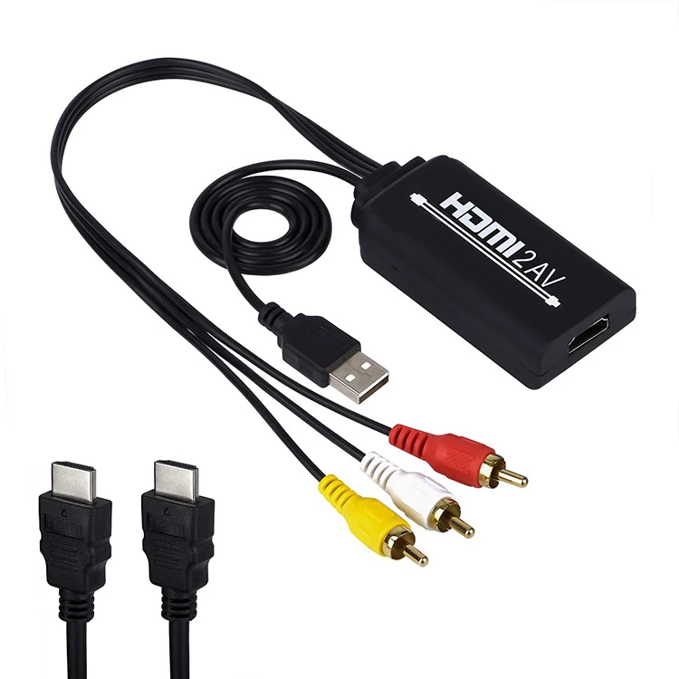 

HDMI to RCA Converter Cable, HDMI to RCA Cvbs Composite with USB power supply (Female to Male), Black