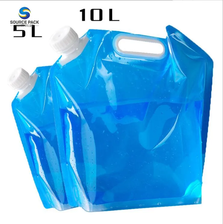 

outdoor camping liquid drinks packaging clear laminated plastic spout pouch portable 5L water bags