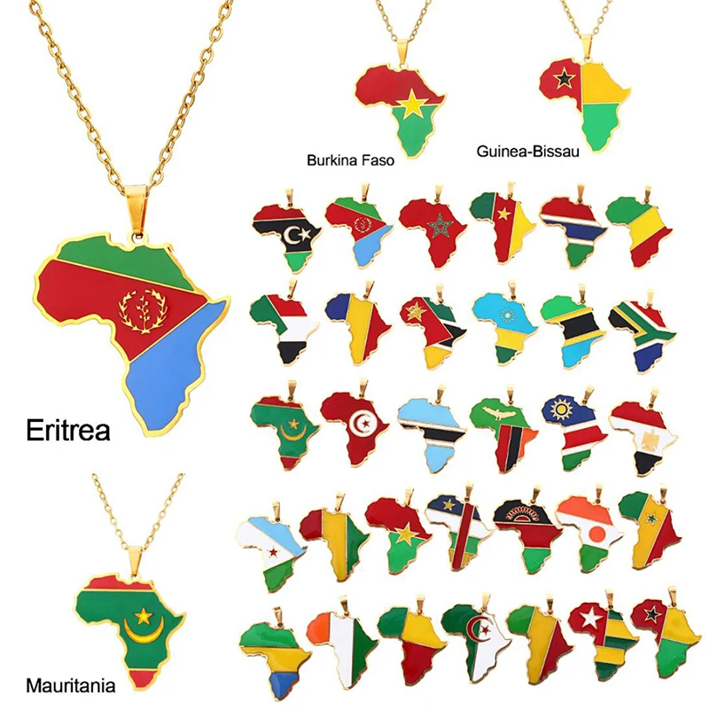 

Oem Wholesale Necklace Design Africa Map Style Pendant Stainless Steel Fashion Necklace