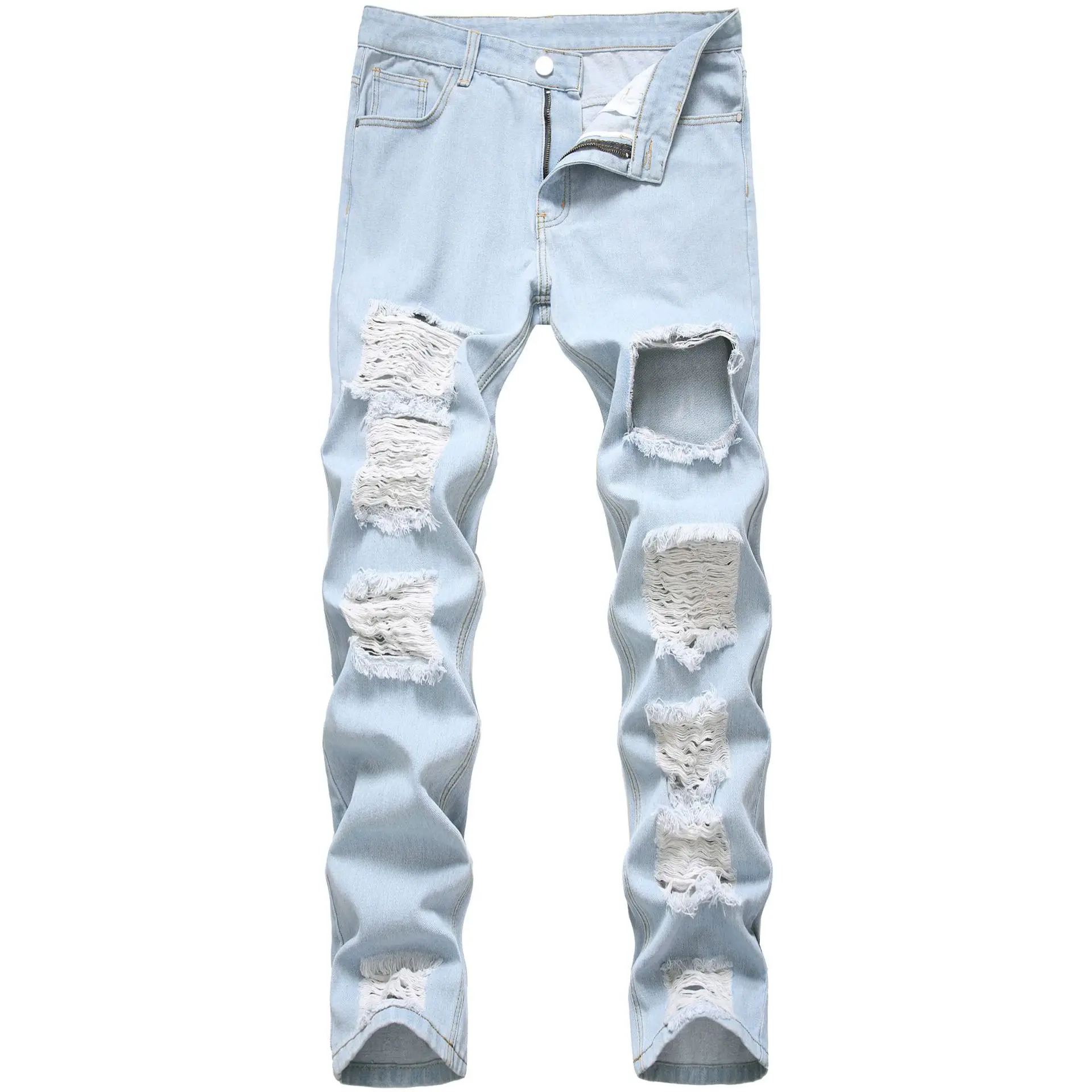 

Custom Baggy Jeans Denim Men Ripped Black Paint Used Wash Distressed Skinny Rhinestone Men Jeans Pants Men Jeans Skinny