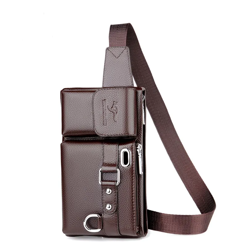 

Professional production Fashion casual Pocket Convenience Magnetic clasp Men's Waist bag, Black brown