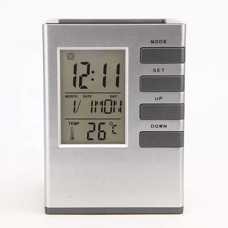 

Desktop Multi-functional promotional desk digital Pen Holder with Calendar Clock and Digital Timer 2068