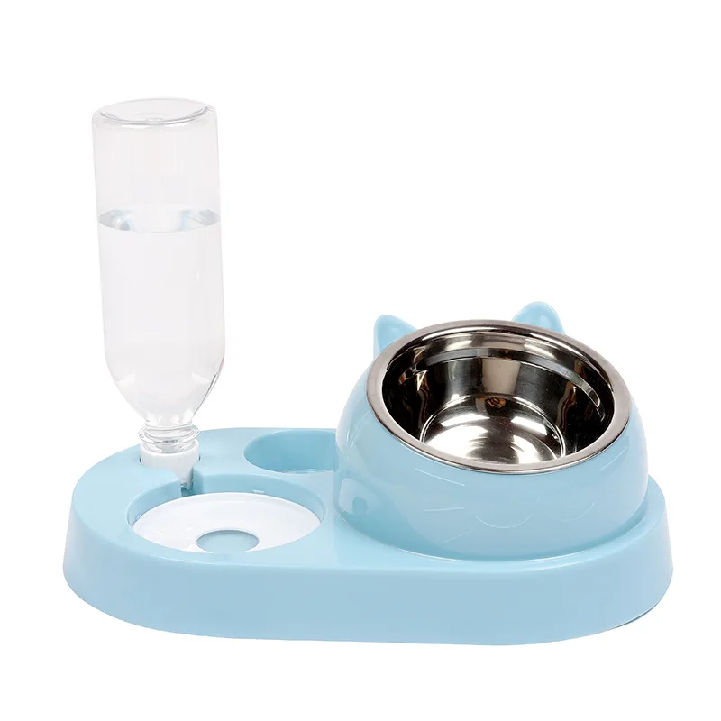 

Double pet bowls feeder water food stainless steel cat bowl elevated dog bowl