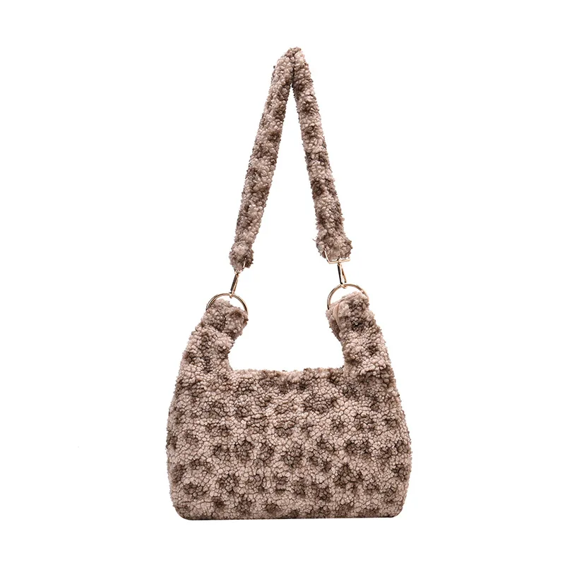 

Jtfur Women fashion large capacity cute plush bag female leopard print single shoulder fur handbag, Customized color