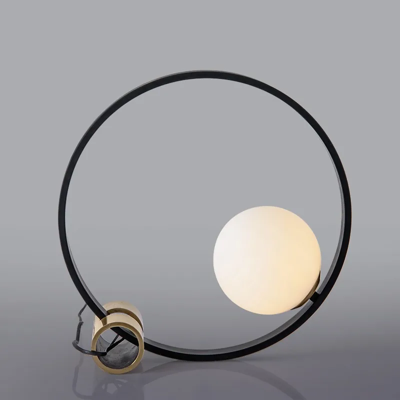 New design creative black circle led desk light indoor acrylic living room lighting bedside table lamp