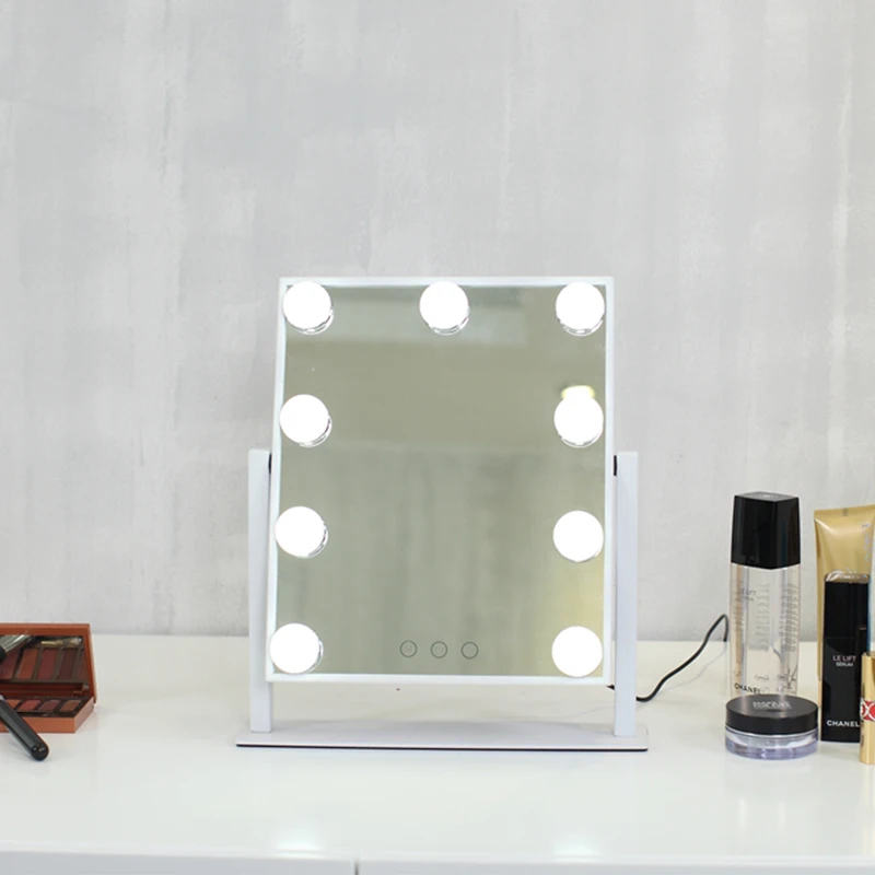 

Three colors lights beauty compact mirror cheap small Hollywood vanity makeup mirror, White black