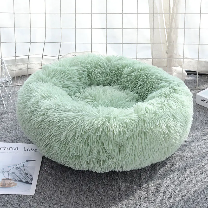 

Amazon Hot Sale Lightweight Warm Soft Home Goods Donut Round Plush Luxury Dog Pet Beds, As picture