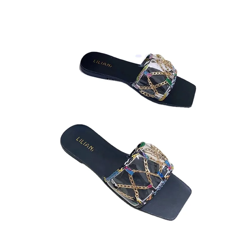 

2021 New summer sexy ladies slipper Flat sandals Ladies one word girls slippe, Customized color