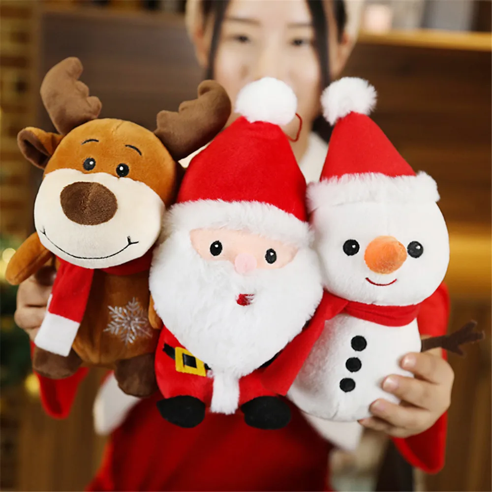 

Christmas Plush Toys Santa Claus Plush pillow Doll Reindeer Stuffed Animal Snowman Plush Toys Boys and Girls Xmas Decorations