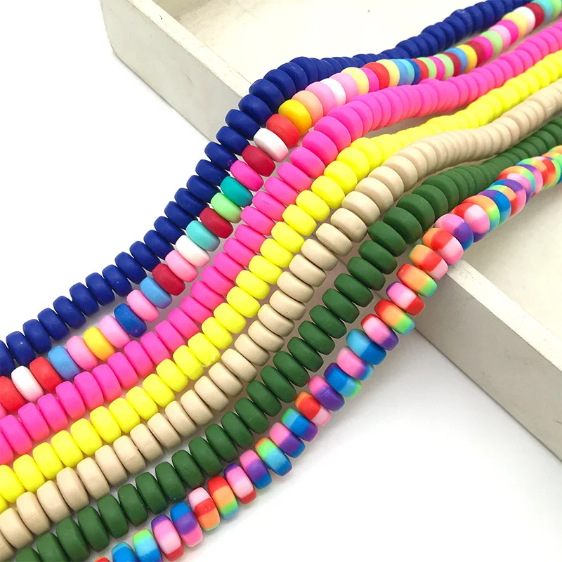 

JC crystal 21 colors 7*4mm flat round clay beads for bracelet making colorful loose soft polimer clay beads