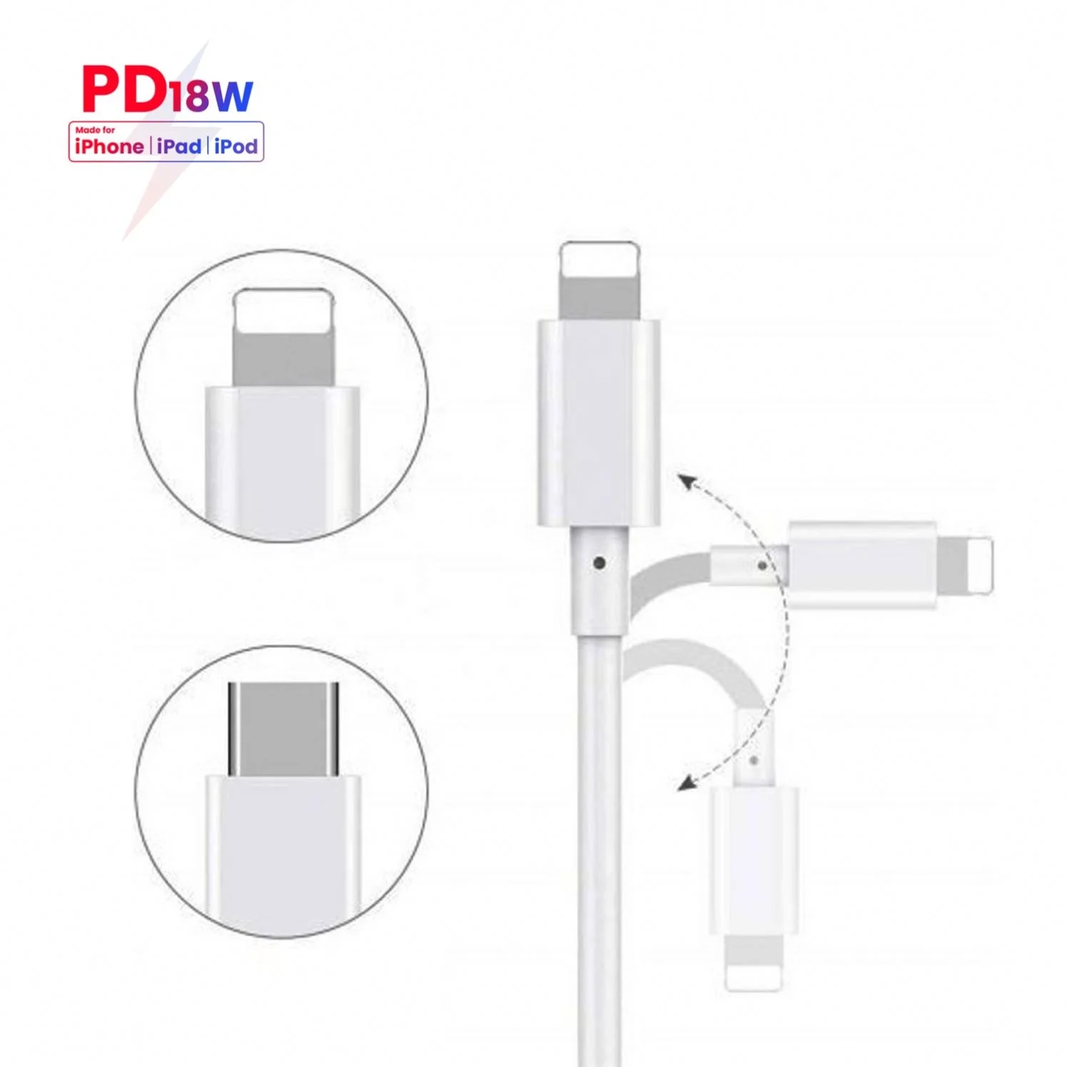 

Jmto High Quality For Iphone Cables Mfi Certified Pd 18W Fast Charging Cable Tipo C, White