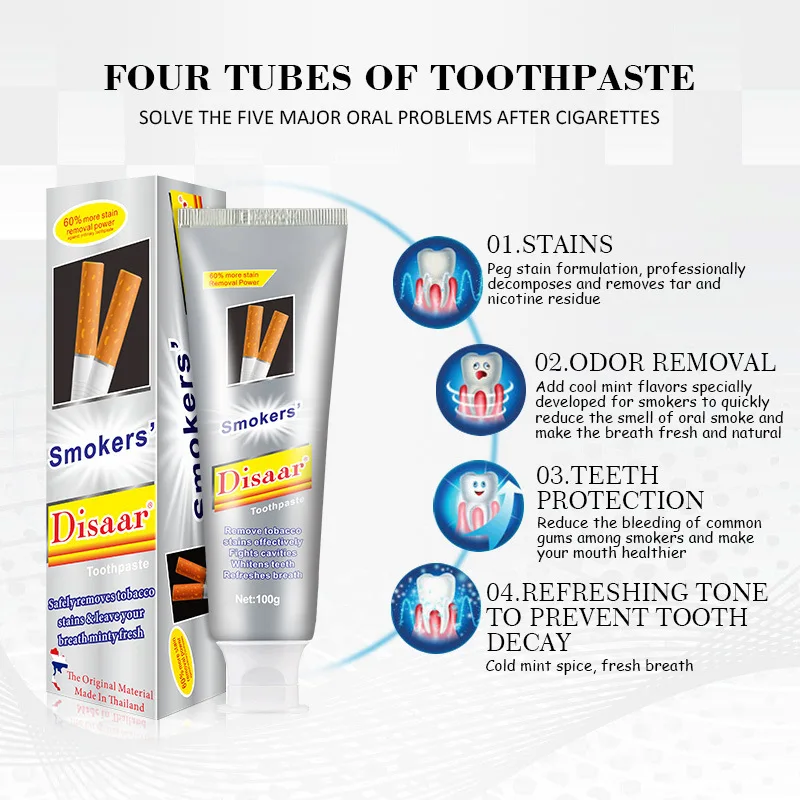 
100g Smoker Toothpaste Nature Organic Whitening Removes Tobacco Stains Bad Breath for smoking 