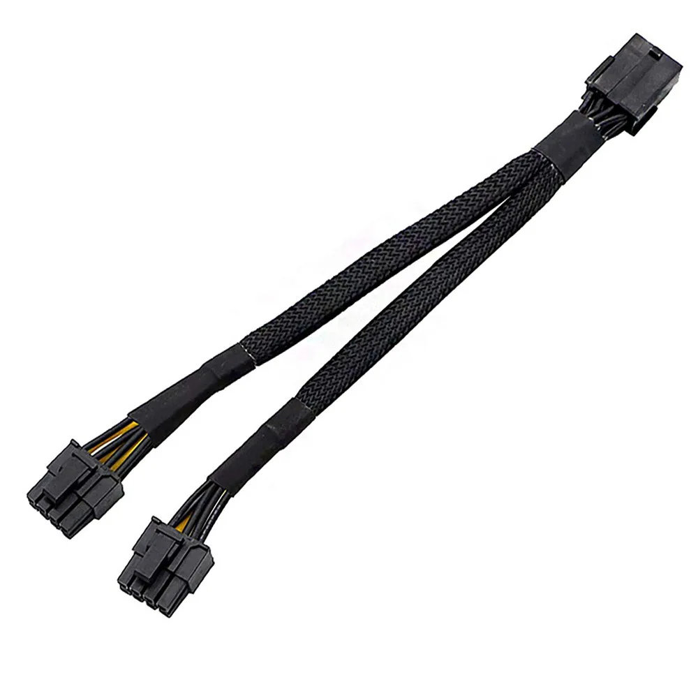 

GPU PCIe 8 Pin Female to Dual 2X 8 Pin (6+2) Male PCI Express Power Adapter Braided Y Splitter Extension Cable 20cm