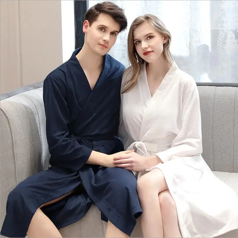 

2021 water absorption quick dry sleepwear couple bathrobe pajamas polyester for homewaer indoor, Picture color